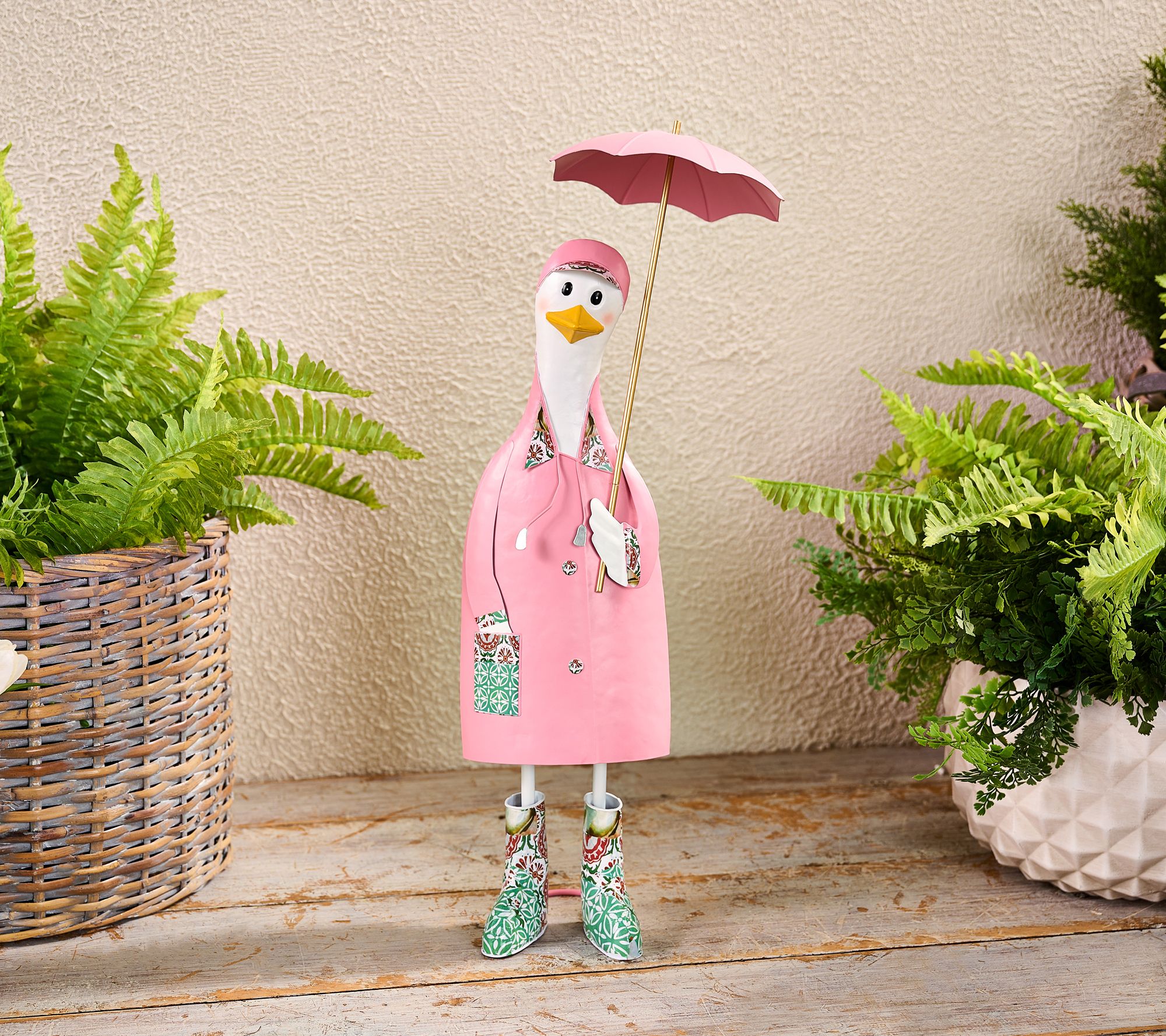 "As Is" 25" Indoor/Outdoor Metal Duck in Rain Gear by Valerie