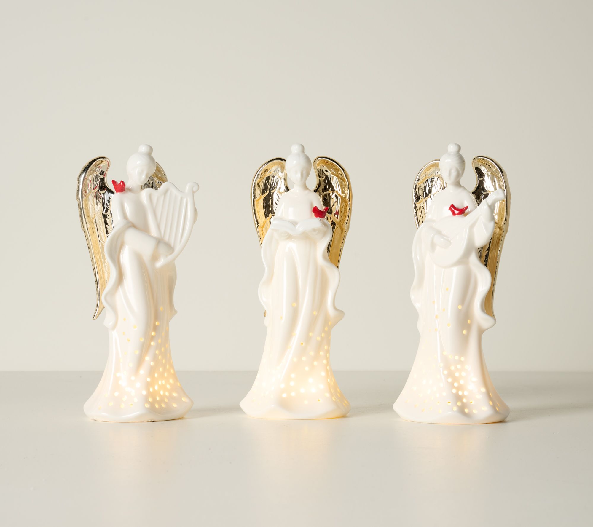 "As Is" Jane x Home Reflection 3pc Lit Ceramic Cardinal Angel Choir
