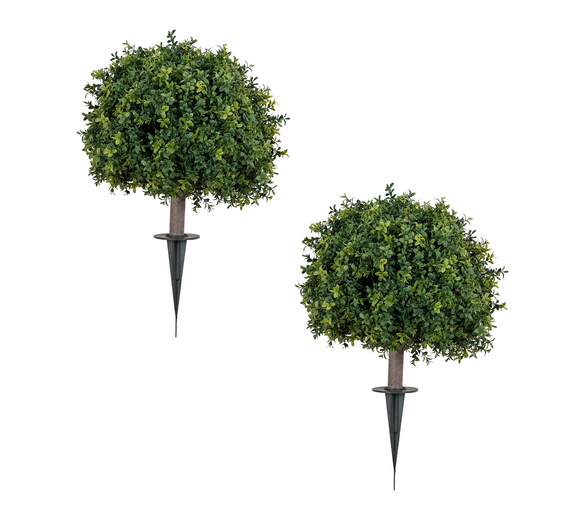 27-in UV Boxwood Ball Stake - Set of 2 by Nearly Natural