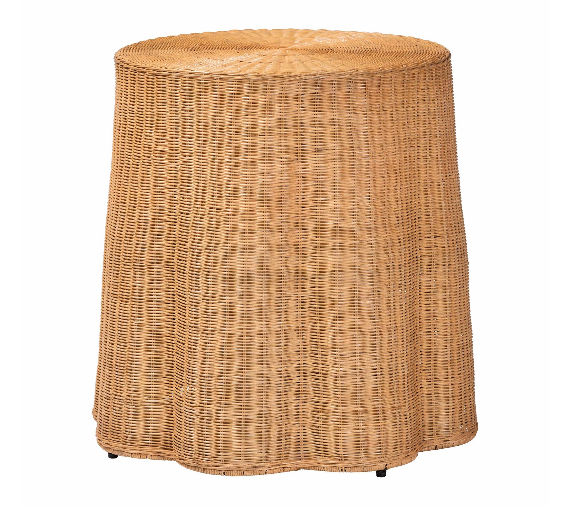 bali & pari Palm Honey Scallop Rattan Round Console Table