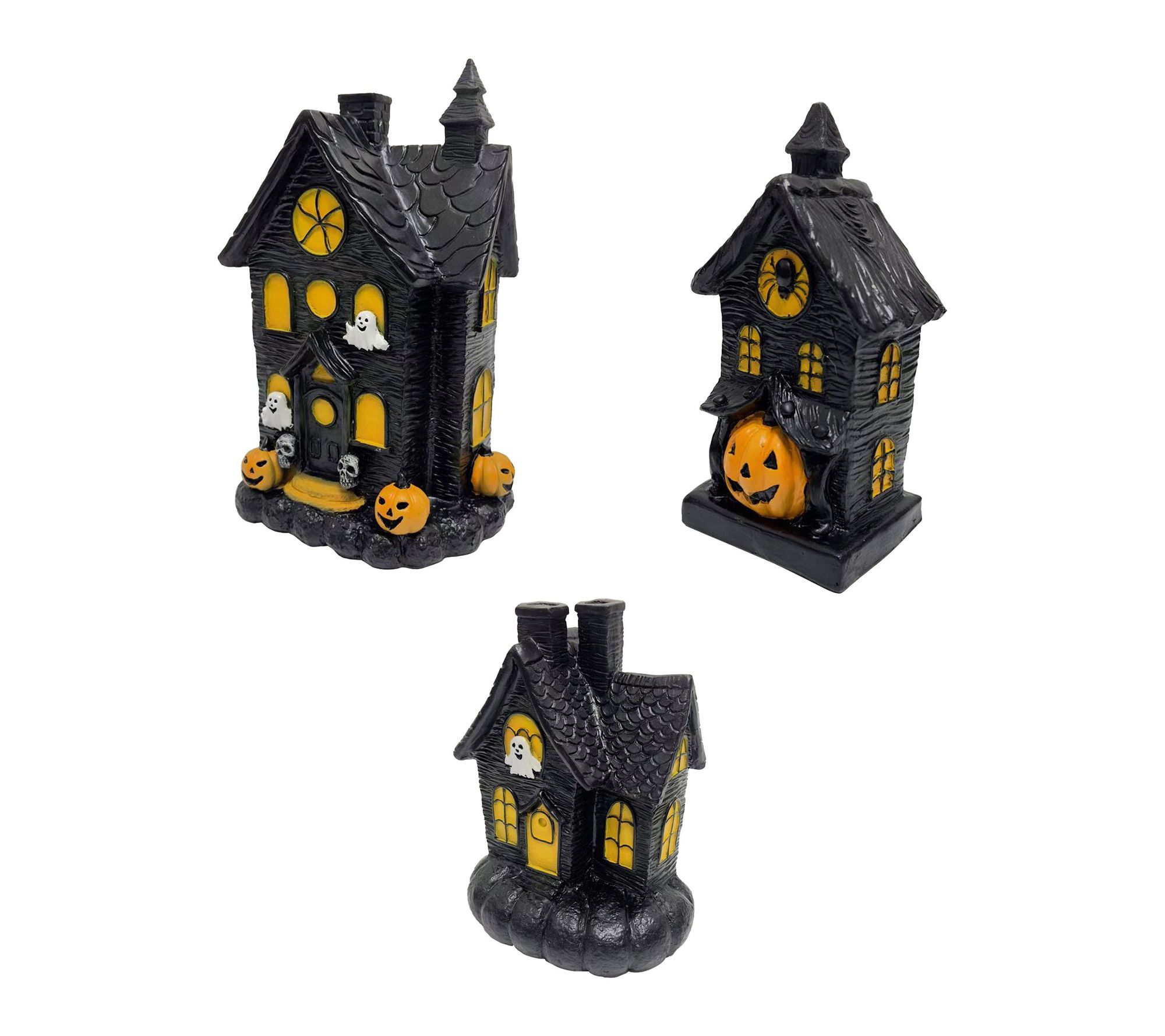 Haunted Hill Farm 3-Pc Spooky Lighted LED Haunted House Set