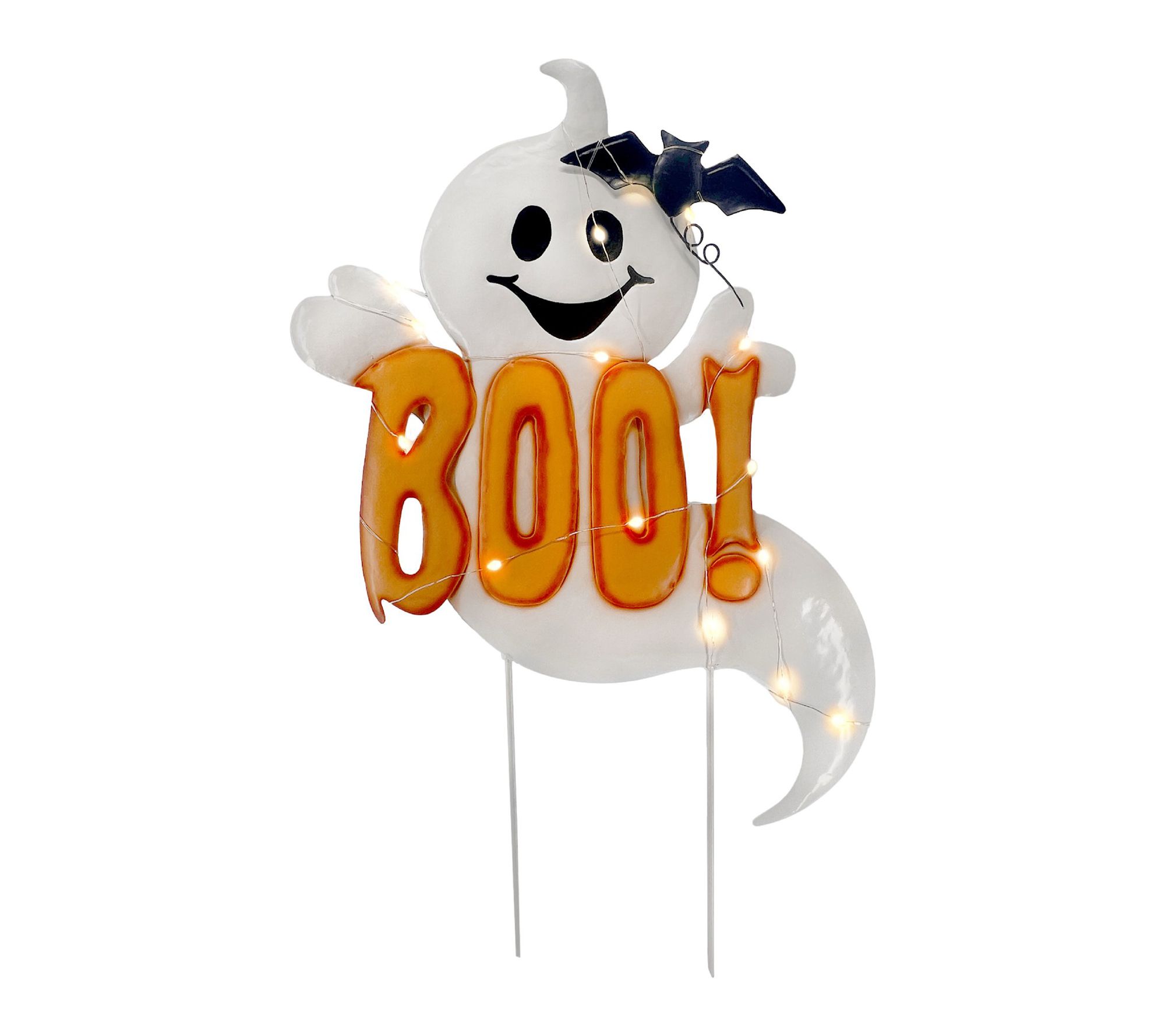 Haunted Hill Farm 24-in. LED White "Boo!" Ghost Stake Sign