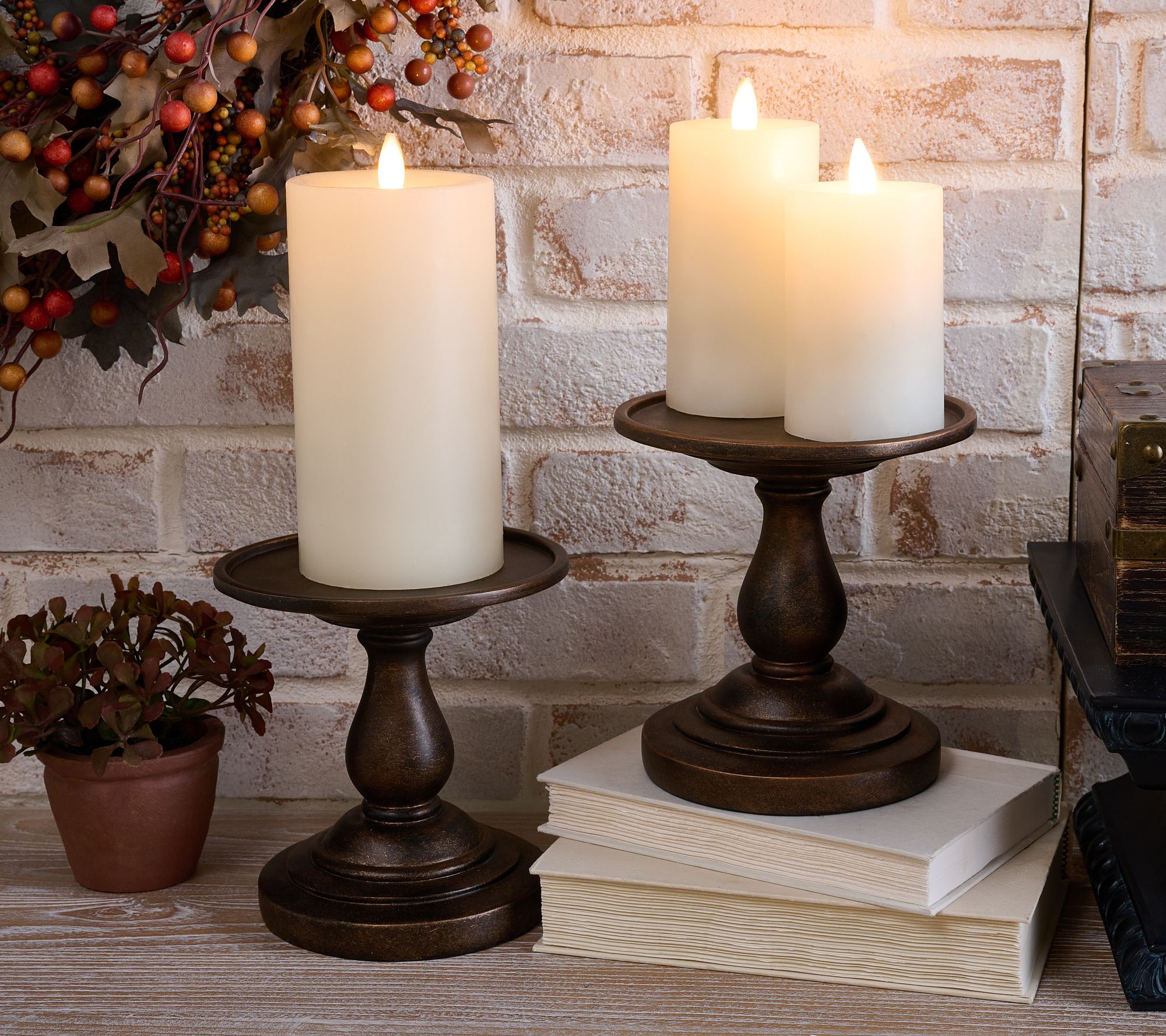 Set of 2 7" Pedestal Candle Holders by Valerie