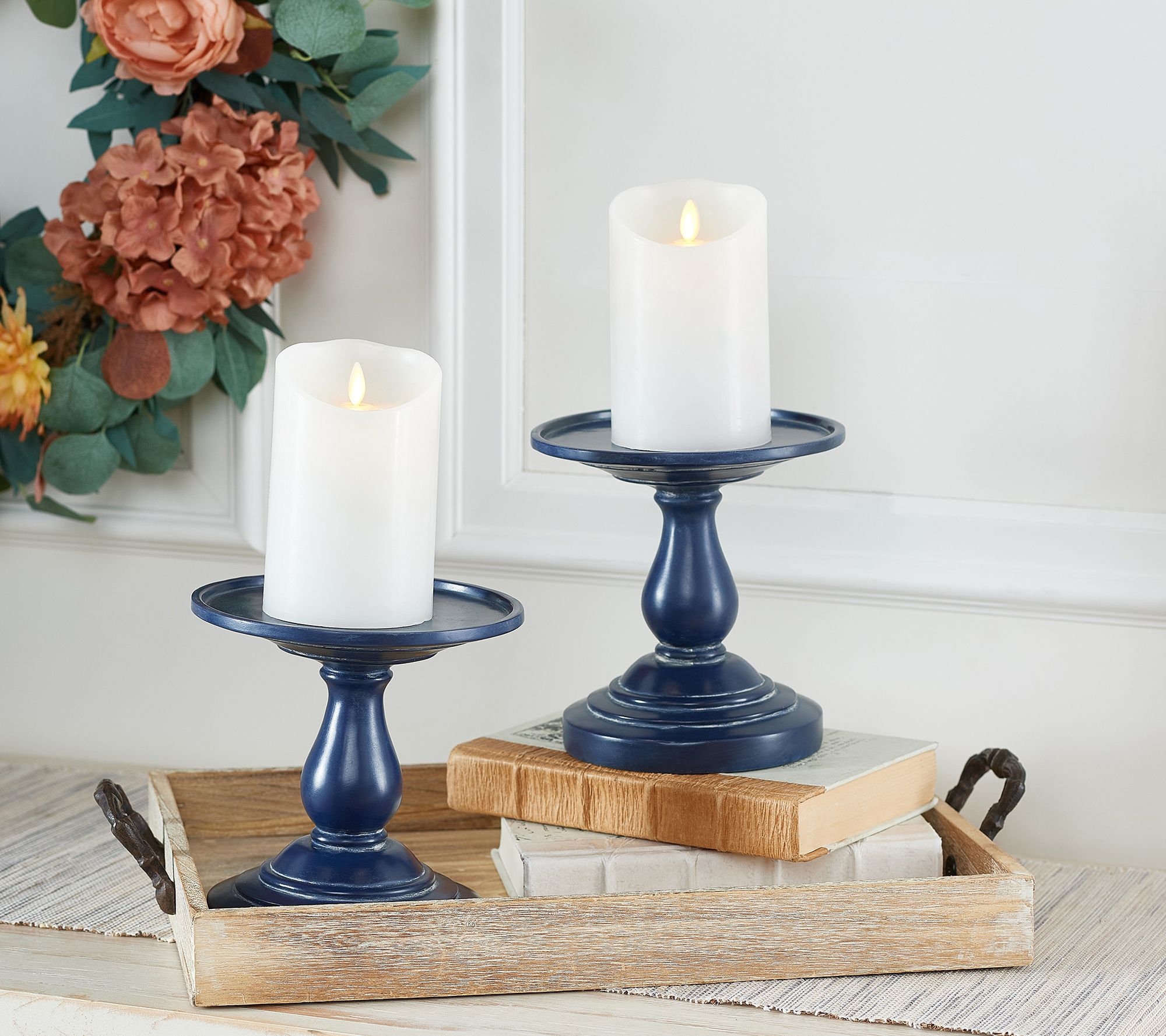 Set of 2 7" Pedestal Candle Holders by Valerie