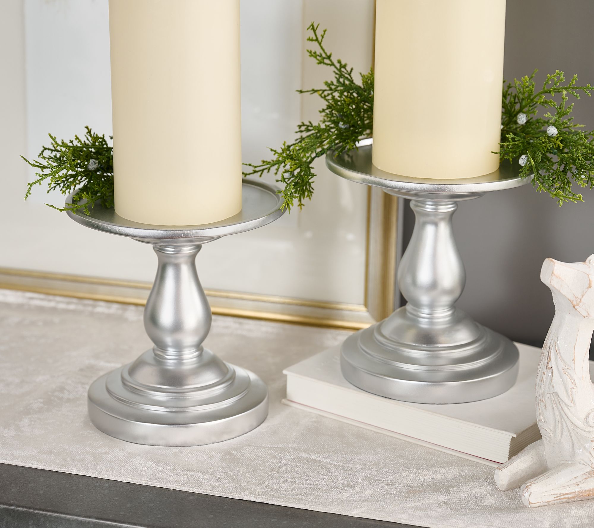 Set of 2 7" Pedestal Candle Holders by Valerie