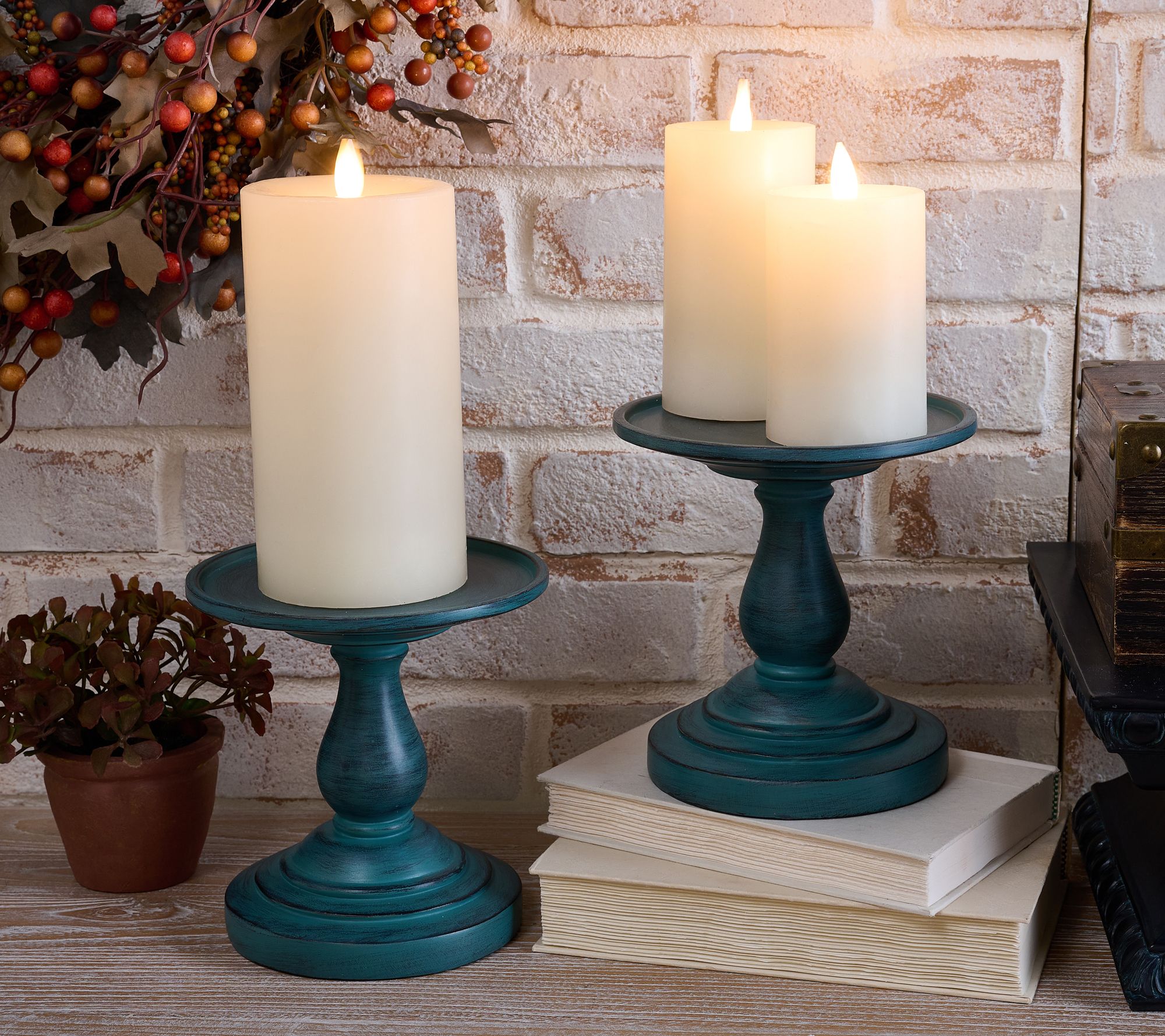Set of 2 7" Pedestal Candle Holders by Valerie