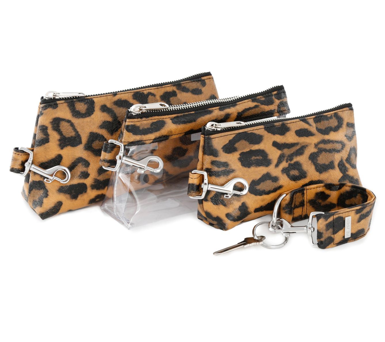 Keyper IT Bags Mini, Luxe, and Luxe Clear & KeyFob Silver