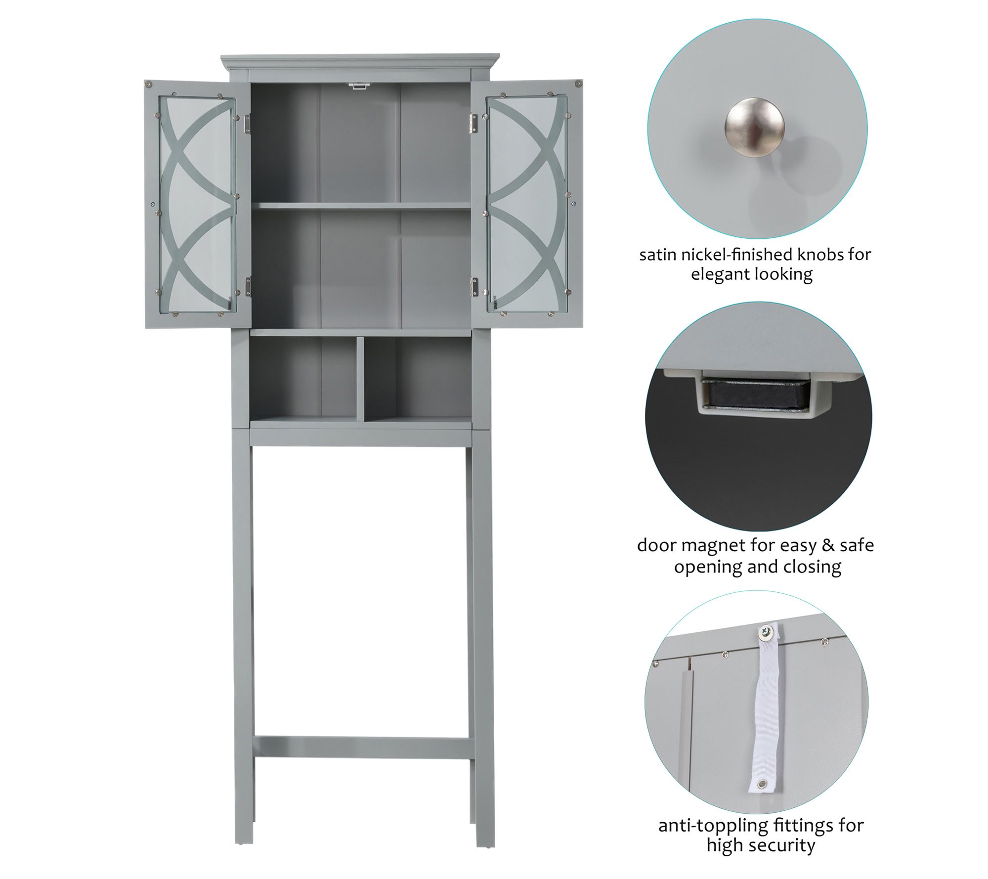 Glitzhome Tall Decorative Gray Bathroom Storage