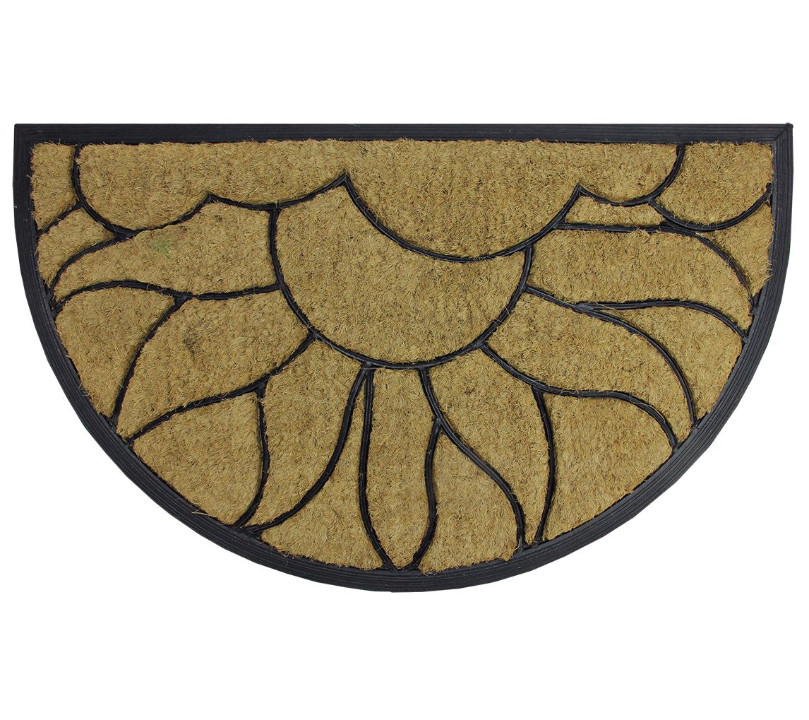 Northlight Brown & Black Sunflower Half Round Dormat 29 x 17
