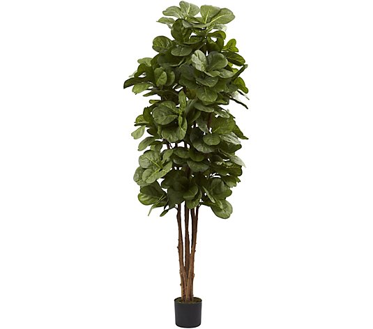 6' Fiddle Leaf Fig Tree in Black Planter by Nearly Natural