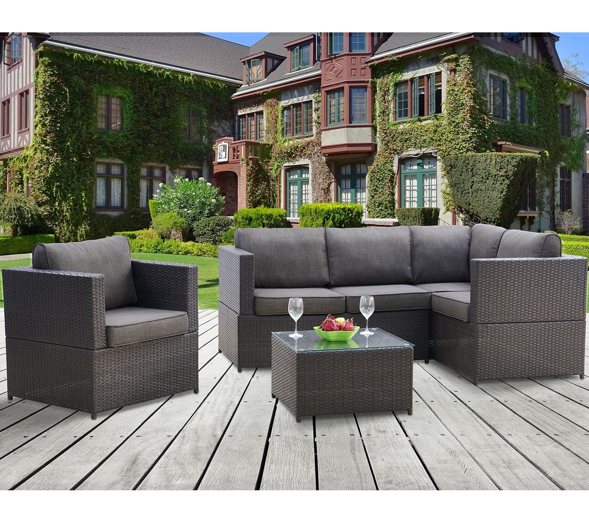 Worldwide Malvagna 4Piece Outdoor Sectional Sofa Se