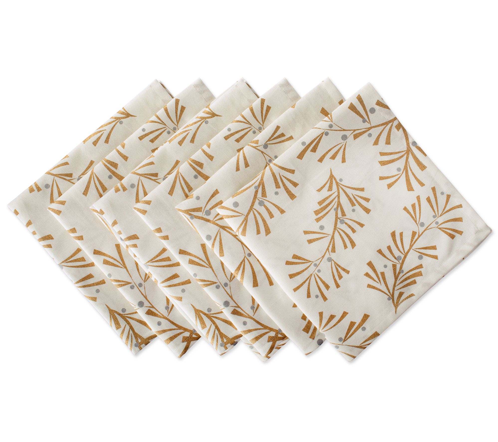 Design Imports Metallic Holly Leaves Napkin Setof 6