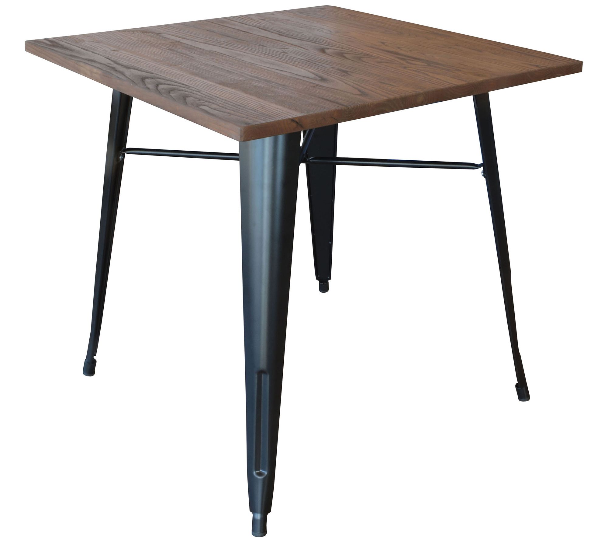 AmeriHome Wood Top Dining Table with Metal Legs Black