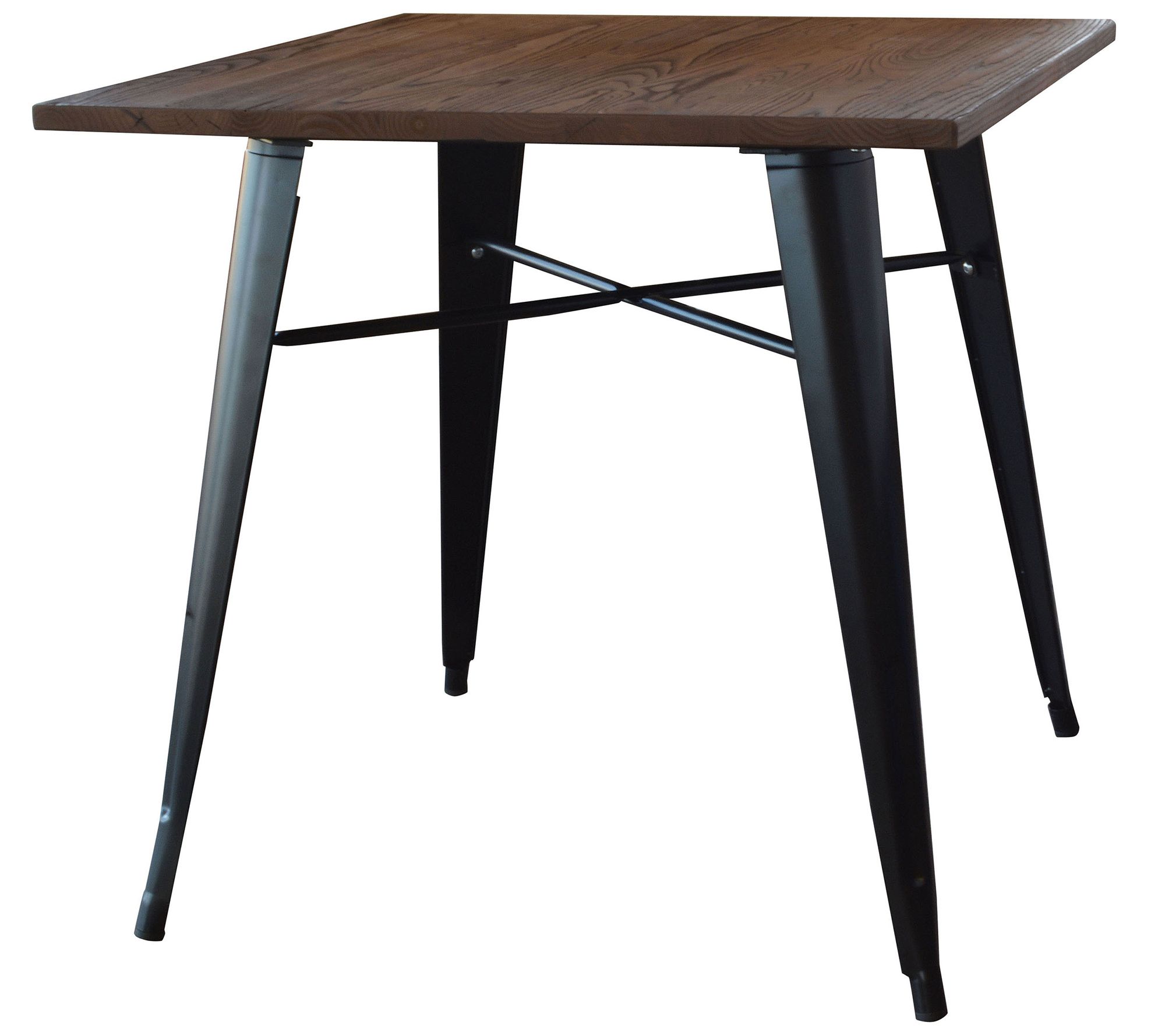 AmeriHome Wood Top Dining Table with Metal Legs Black