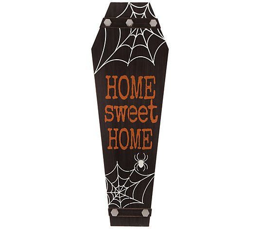 Glitzhome Halloween Whimsical Welcome Coffin Porch Sign