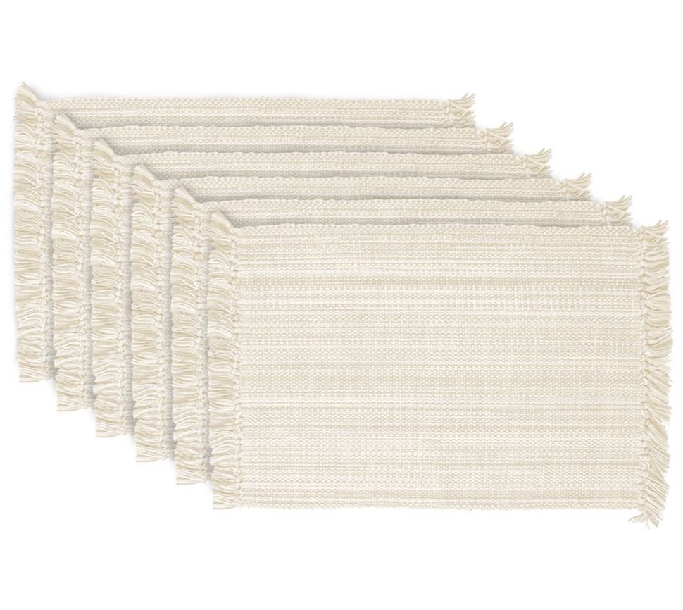 Design Imports Variegated Fringe Set of 6 Placemats