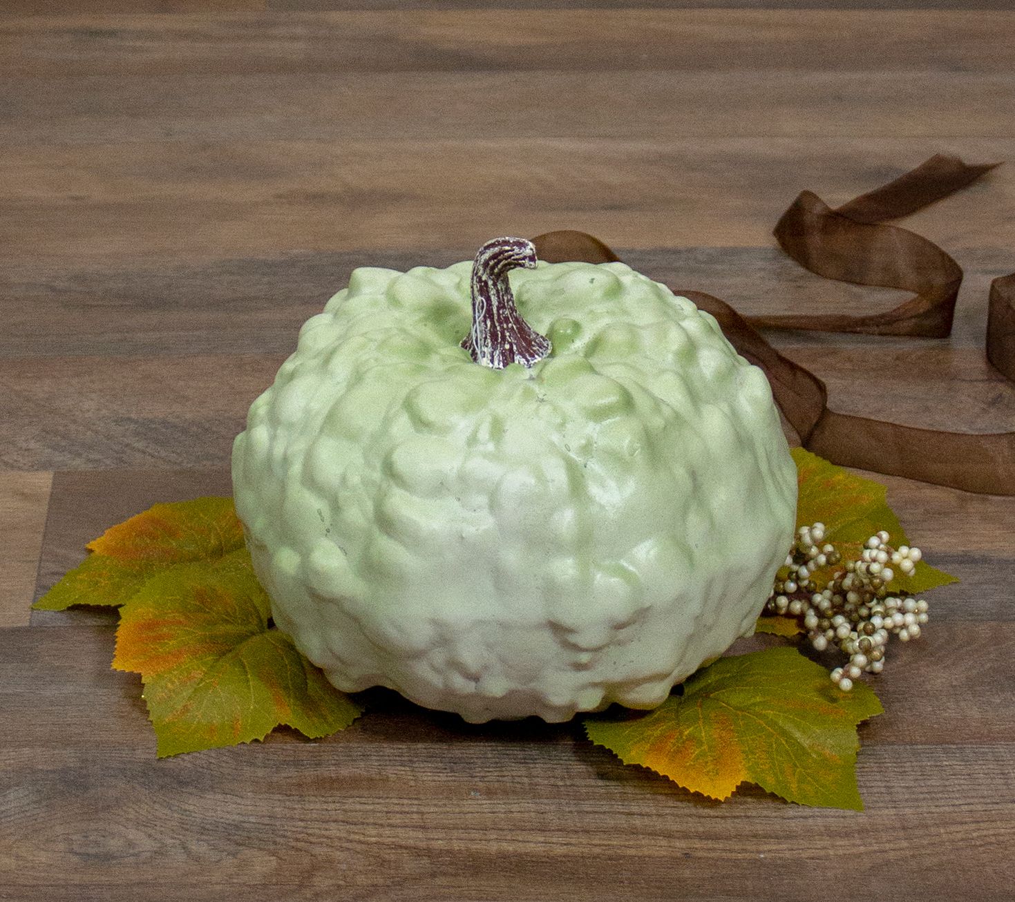 Northlight 7.5" Green Textured Pumpkin Fall Harvest Decor