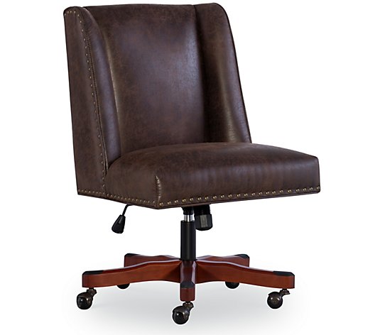 Linon Home Walker Comfortable Leather Home Office Desk Chair