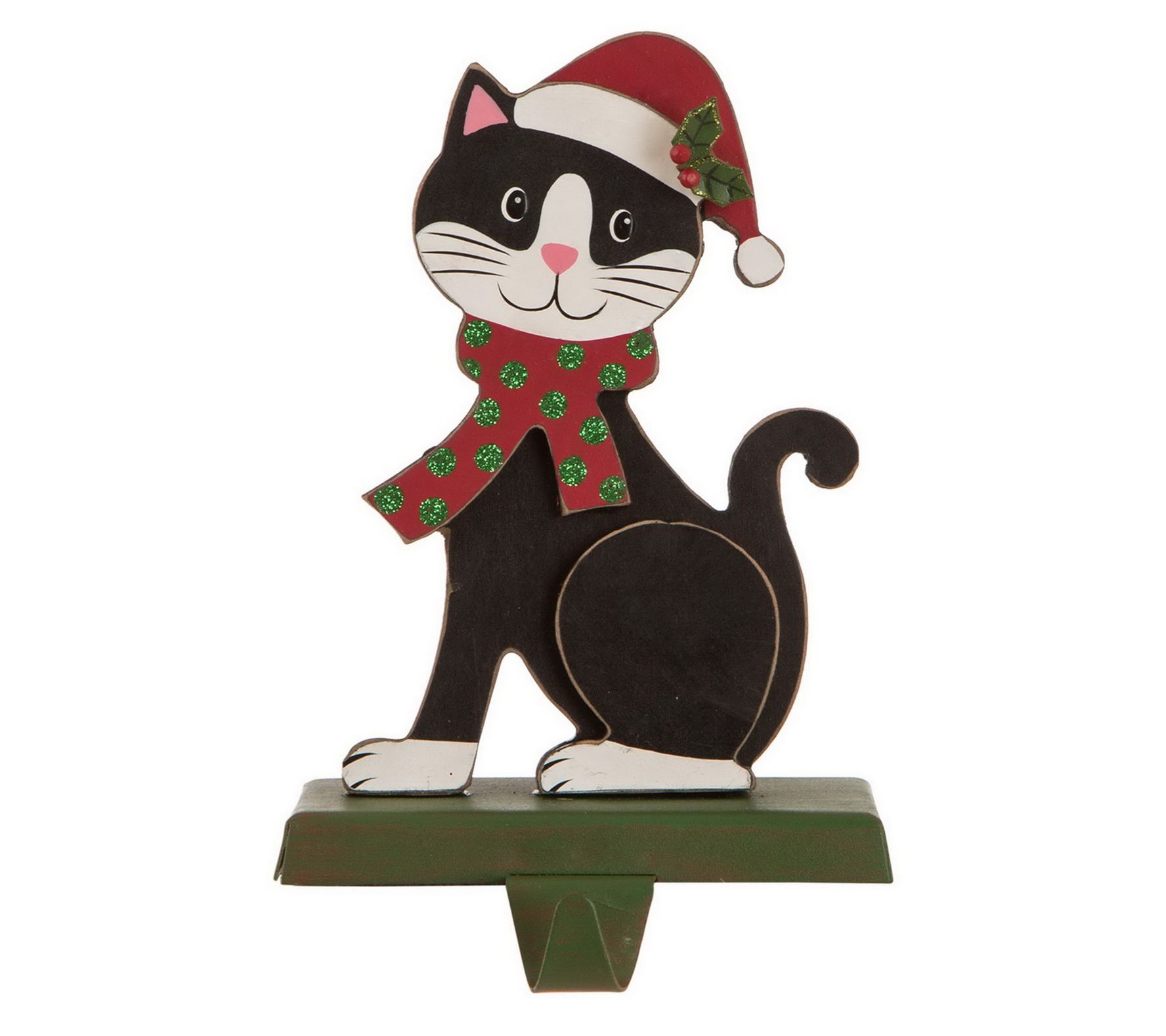 Glitzhome Friendly Felix The Kitty Christmas Stocking Holder