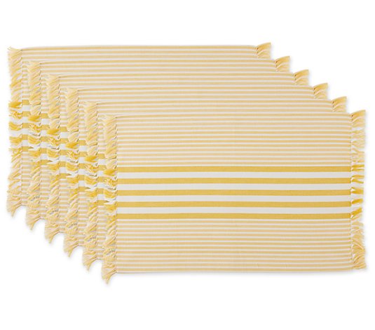 Design Imports Set of 6 Stripes with Fringe Placemat