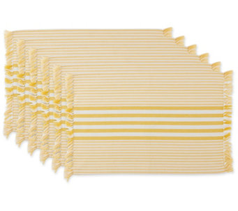 Design Imports Set of 6 Stripes with Fringe Placemat