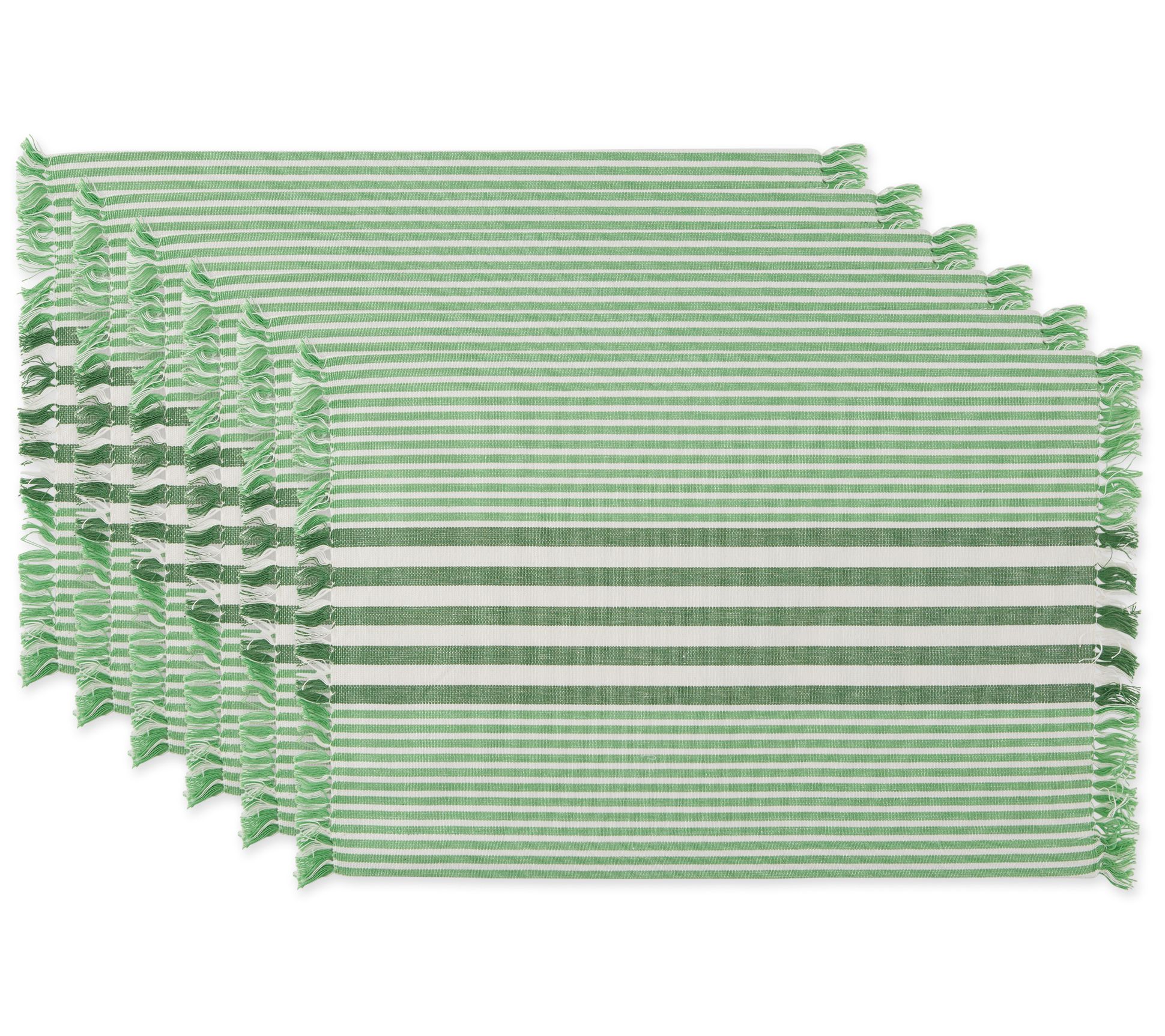 Design Imports Set of 6 Stripes with Fringe Placemat