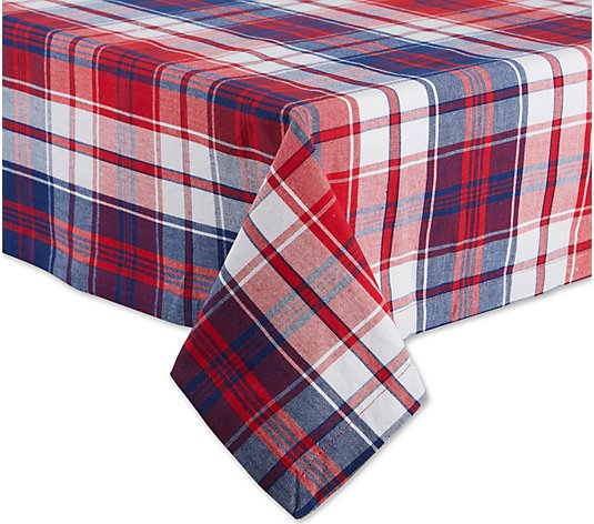 Design Imports 60x84 Americana Plaid Tablecloth