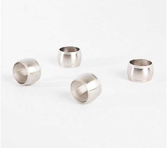 Rounded Silvertone Napkin Rings Set of 4 by Valerie