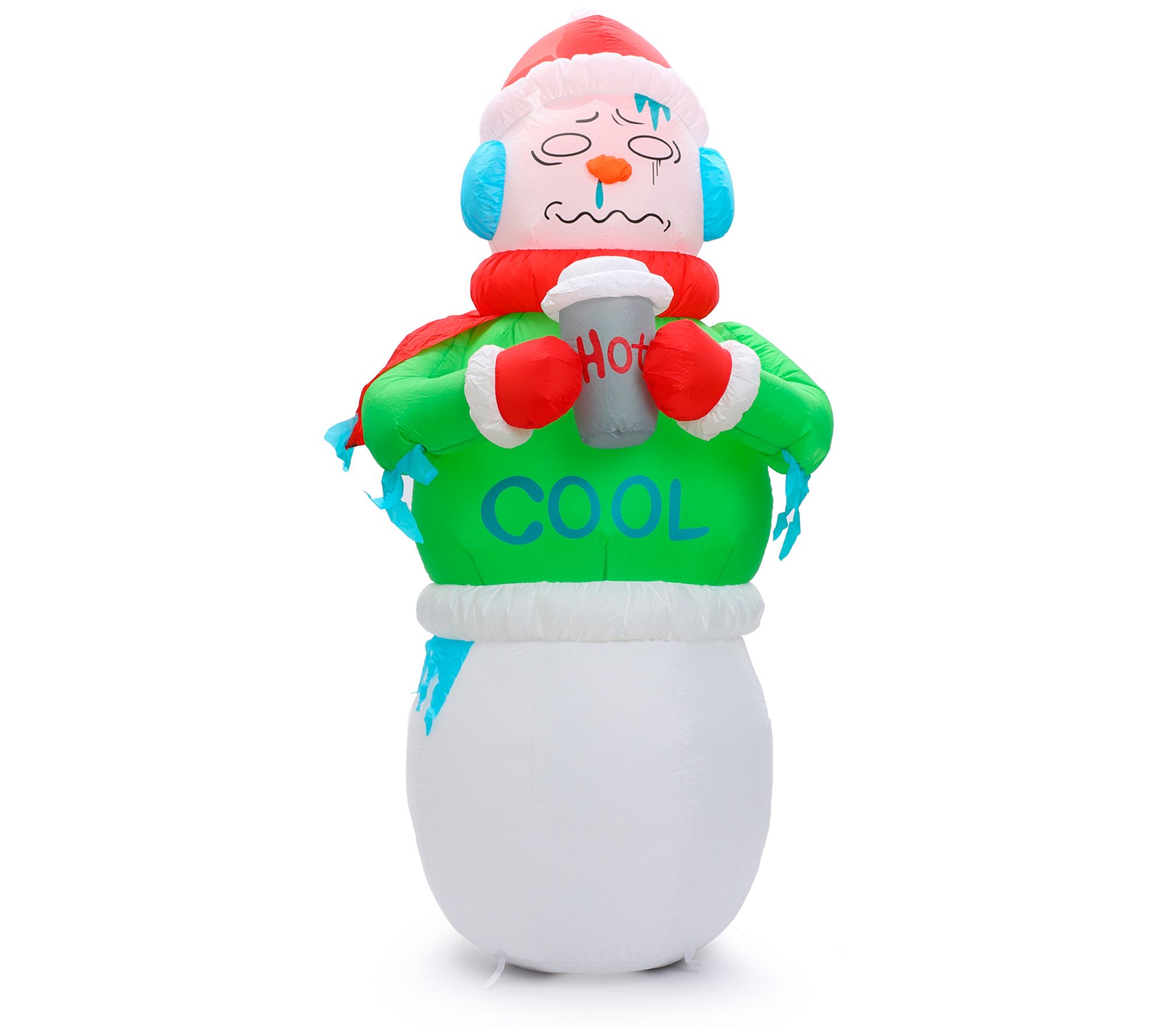 LuxenHome 6.8' Shivering Snowman in Ugly Sweate r Inflatable
