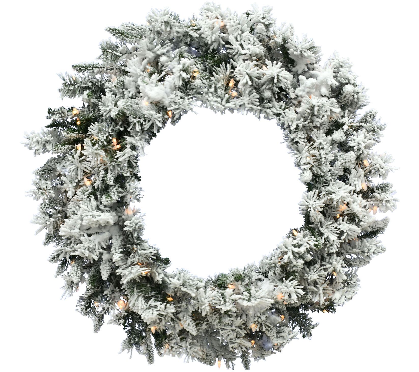 Fraser Hill Farm 24-In. Mountain Pine Flocked Wreath w/Lights