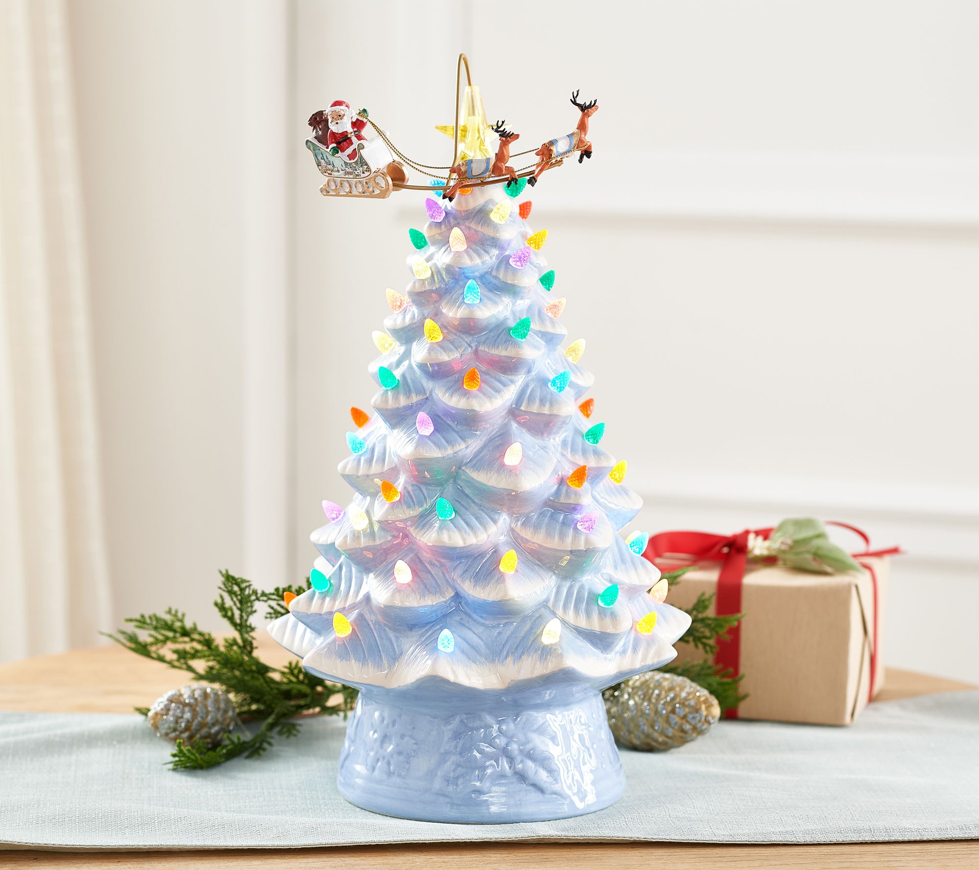 Mr. Christmas 16 Animated Ceramic Nostalgic Tree - White Santa