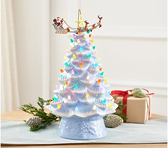 As Is Mr. Christmas 16 Animated Ceramic Tree White Santa 
