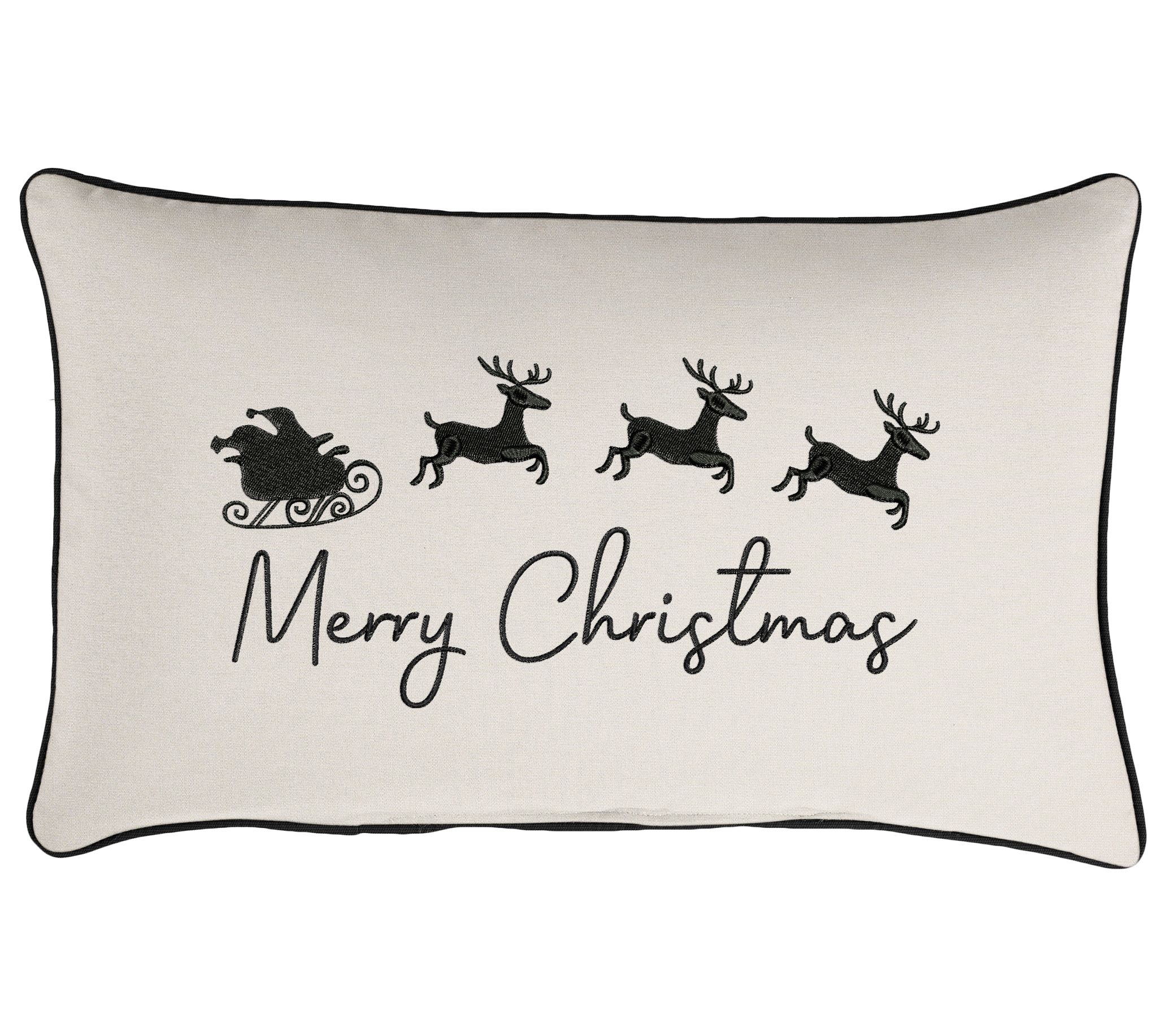 Sorra Home Merry Christmas Embroidered Sunbrella Pillow