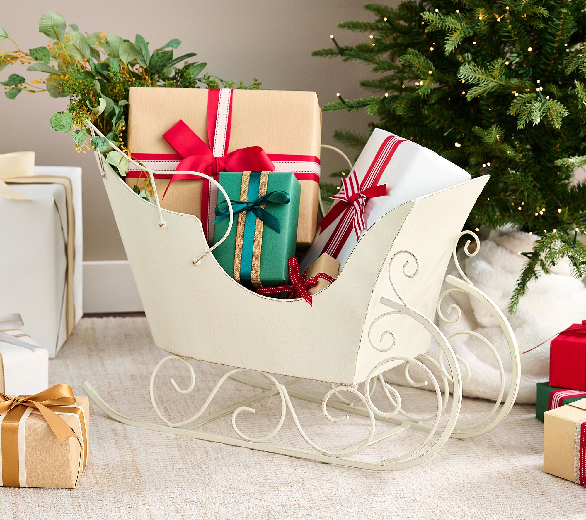 28" Oversized Decorative Metal Sleigh by Valerie