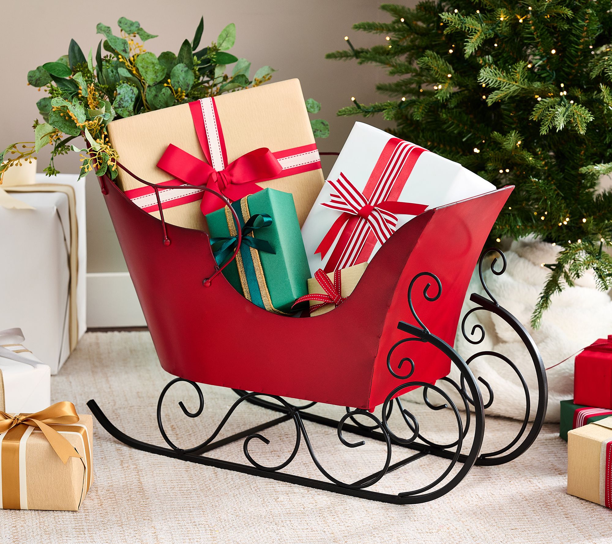 28" Oversized Decorative Metal Sleigh by Valerie