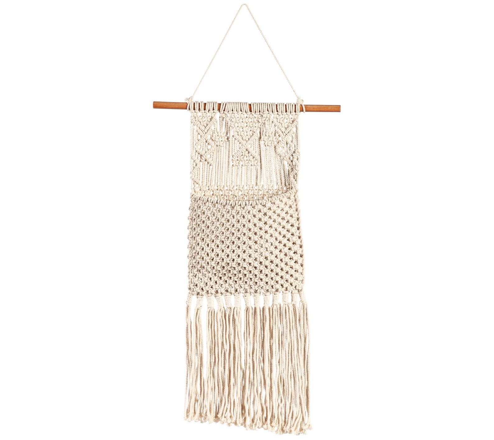 Evergreen Macrame Wall Pocket Plant Cover, Natural