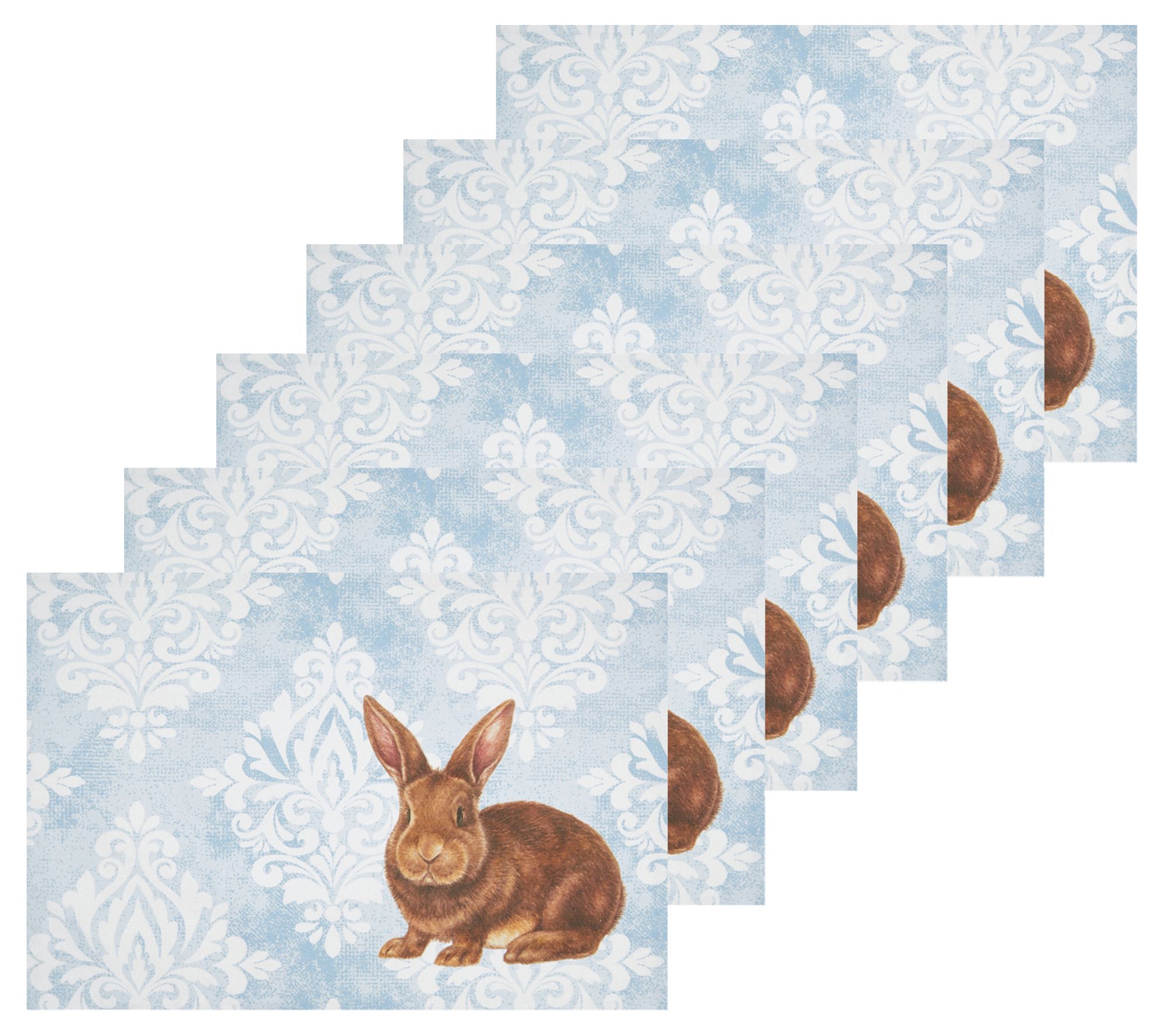Damask Bunny Set of 6 Placemats by Valerie