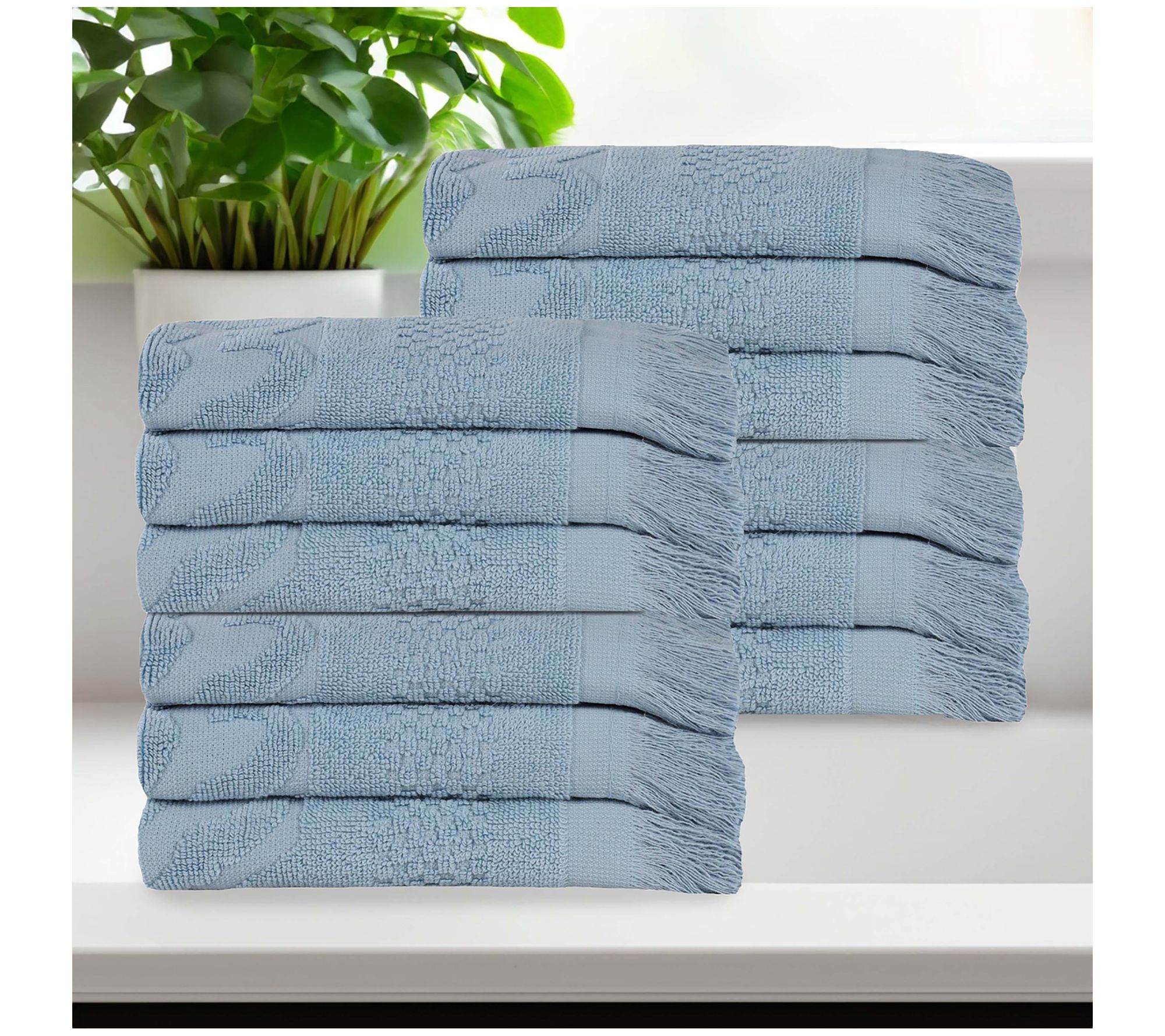 Superior Rolla Cotton Geometric Jacquard Face Towel Set of 12