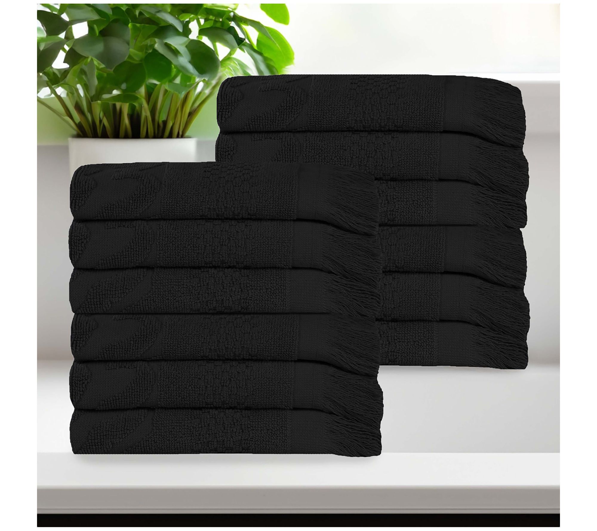 Superior Rolla Cotton Geometric Jacquard Face Towel Set of 12