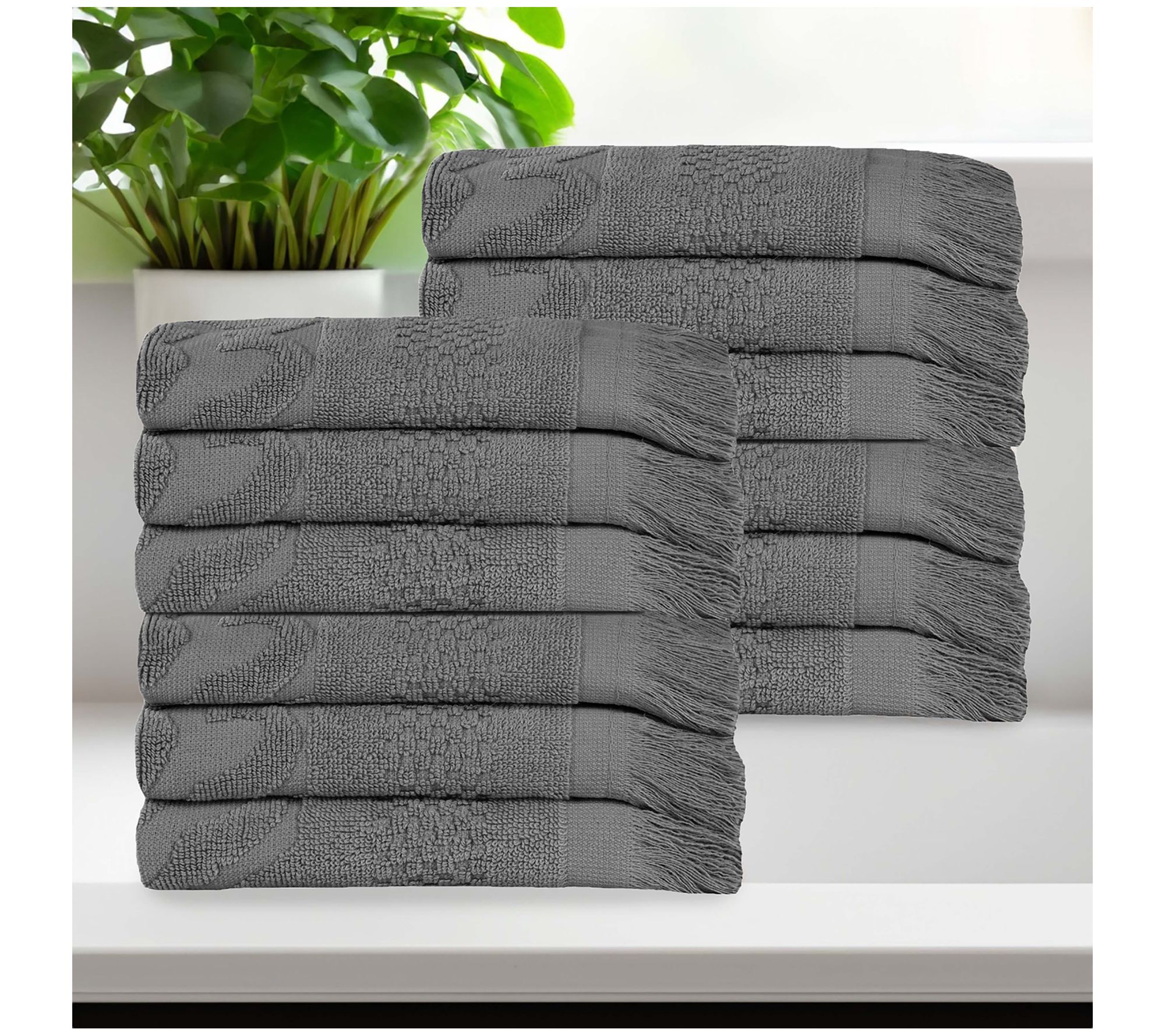 Superior Rolla Cotton Geometric Jacquard Face Towel Set of 12