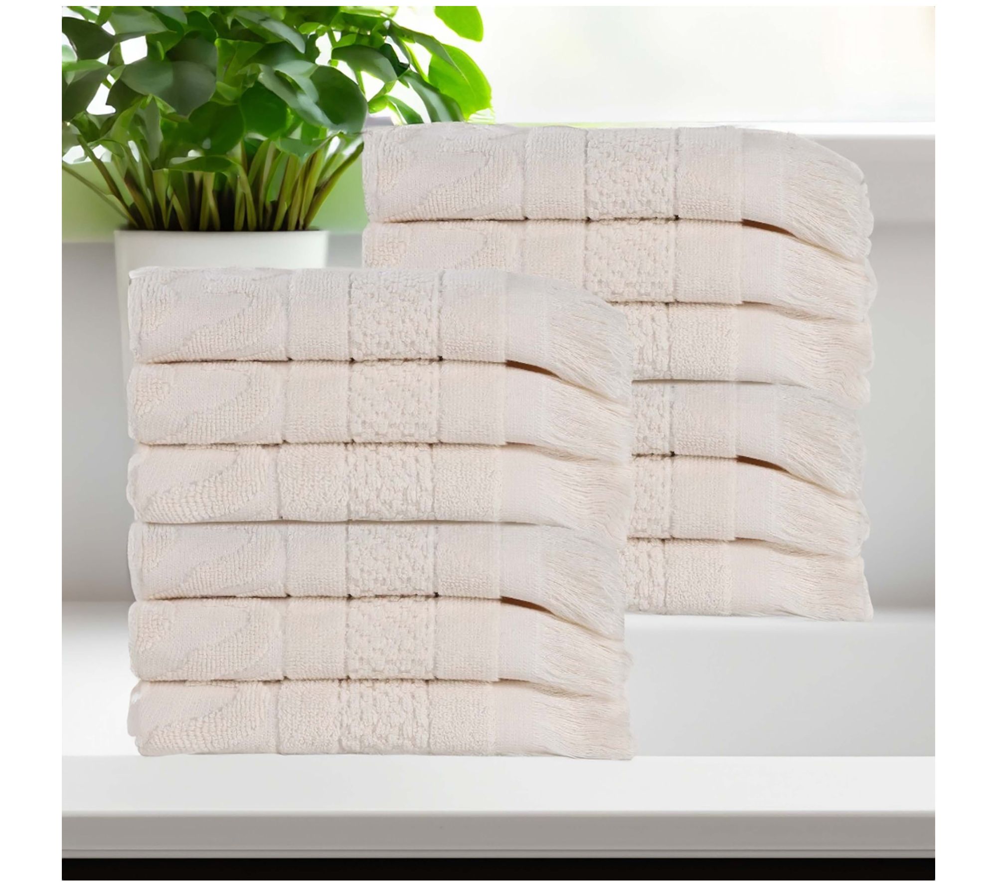 Superior Rolla Cotton Geometric Jacquard Face Towel Set of 12