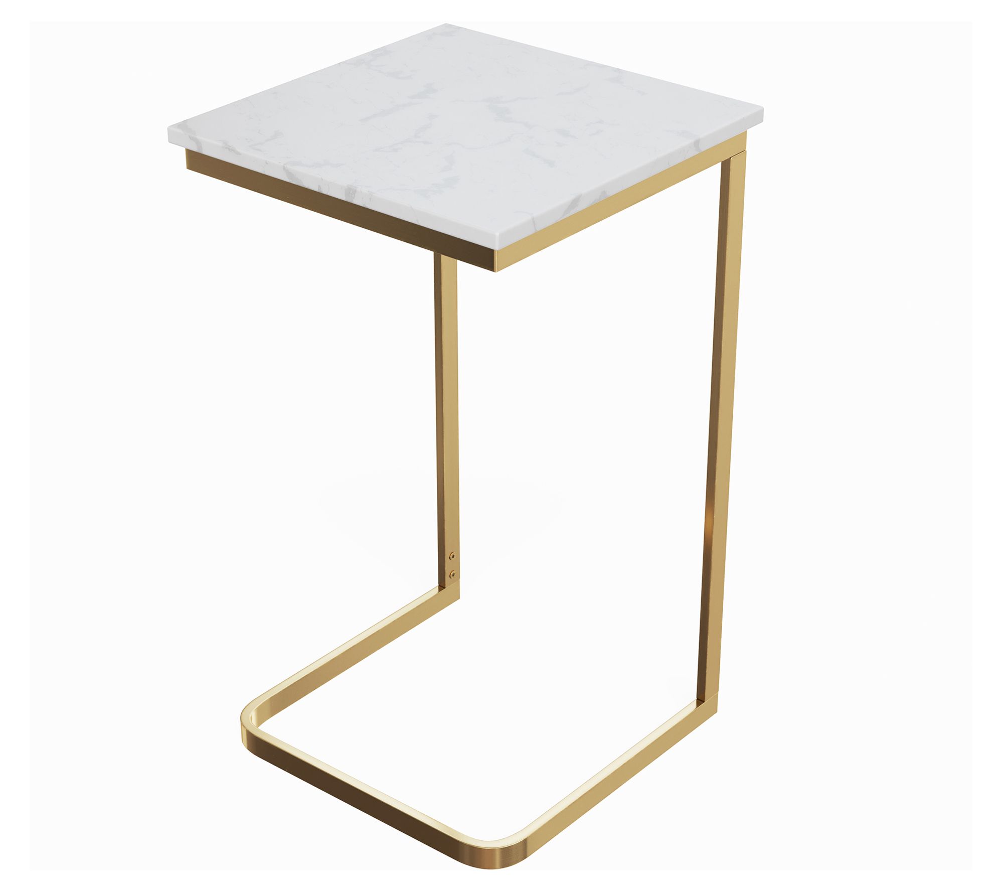 Lavish Home C-Shaped End Table Mango Wood Sideable