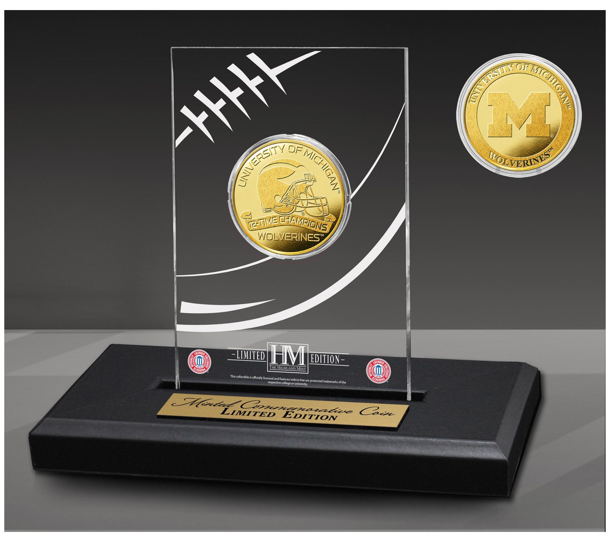 Highland Mint Michigan 12-Time National Champio ns Gold Coin