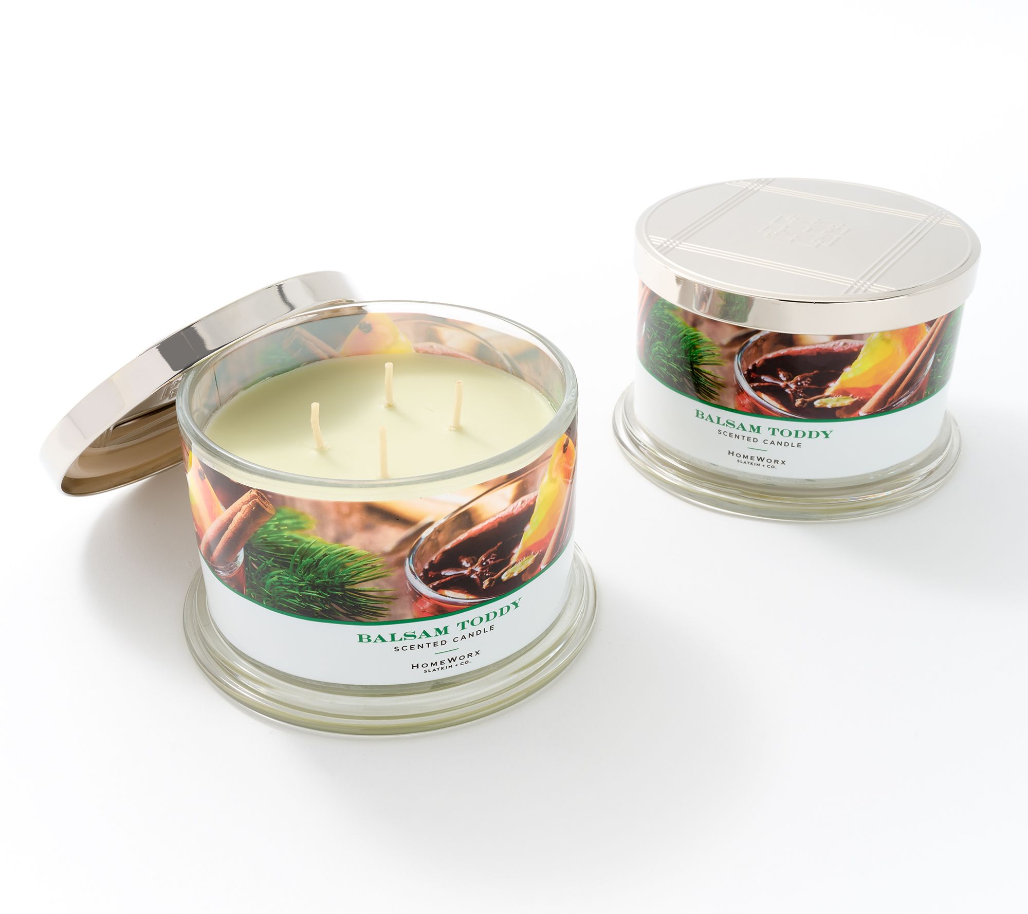 HomeWorx by Slatkin + Co. S/2 Balsam Toddy 18-oz Candles