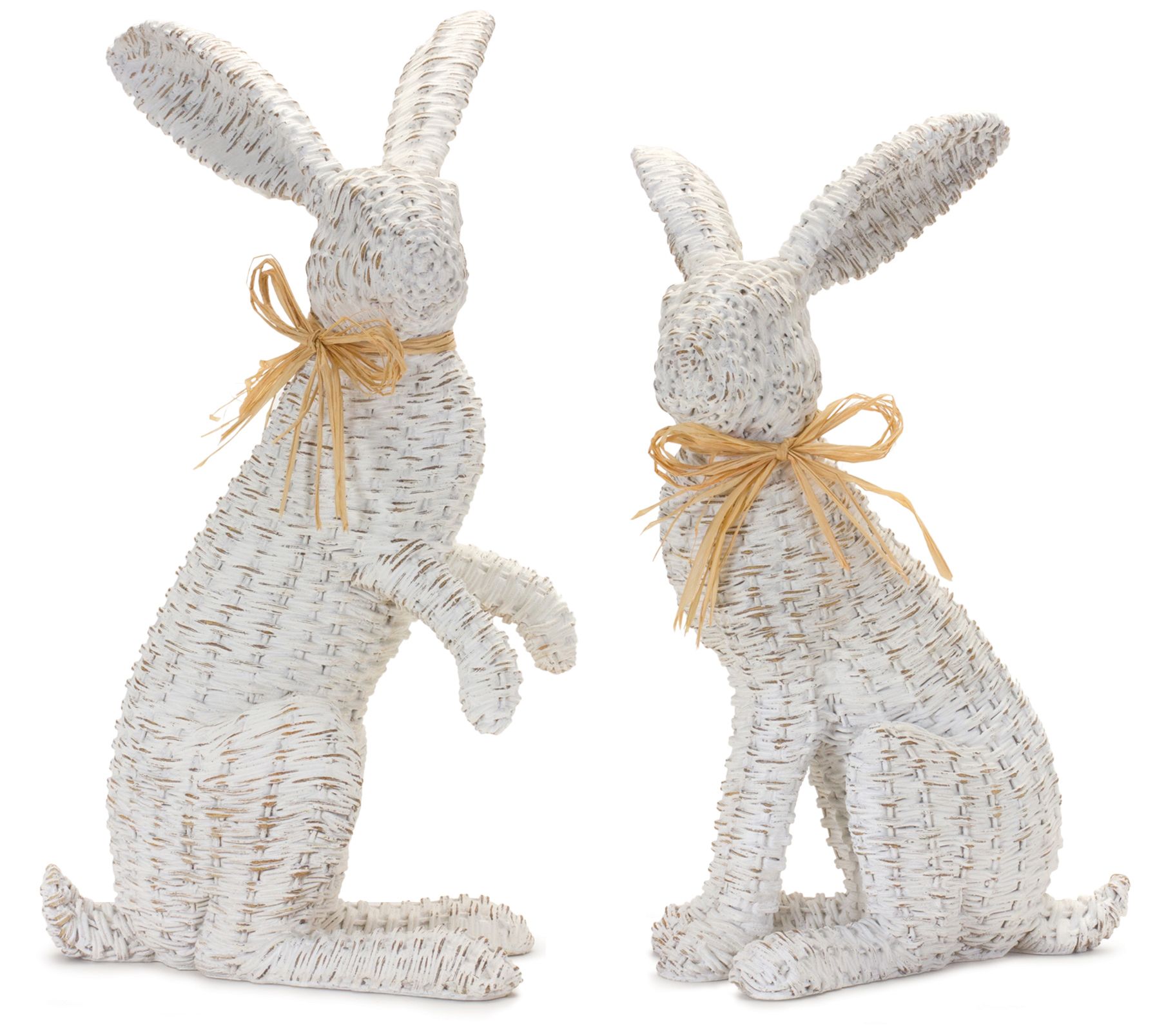 Melrose Wicker Rabbit Statue (Set of 2)