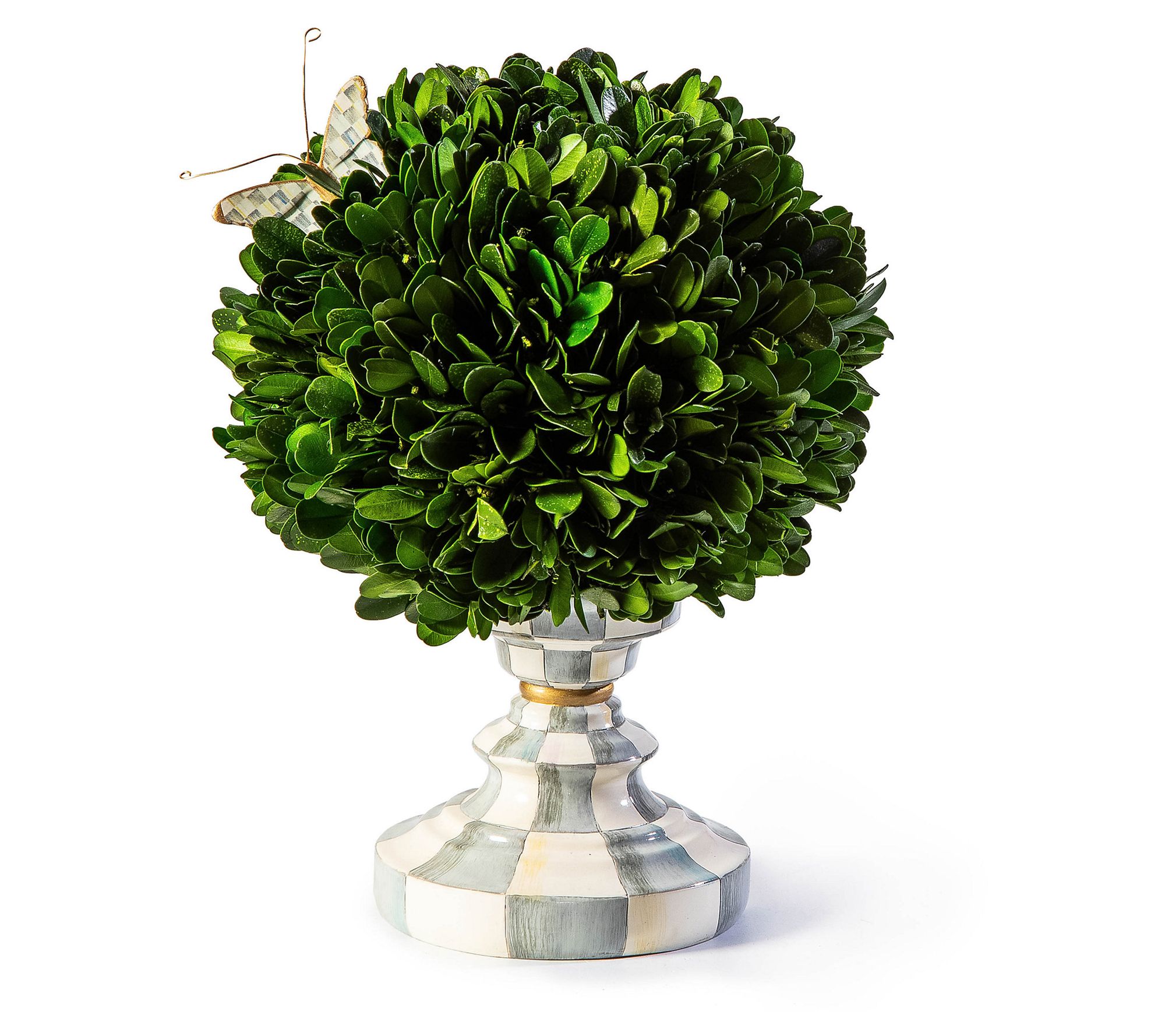 MacKenzie-Childs Sterling Check Small Boxwood Centerpiece
