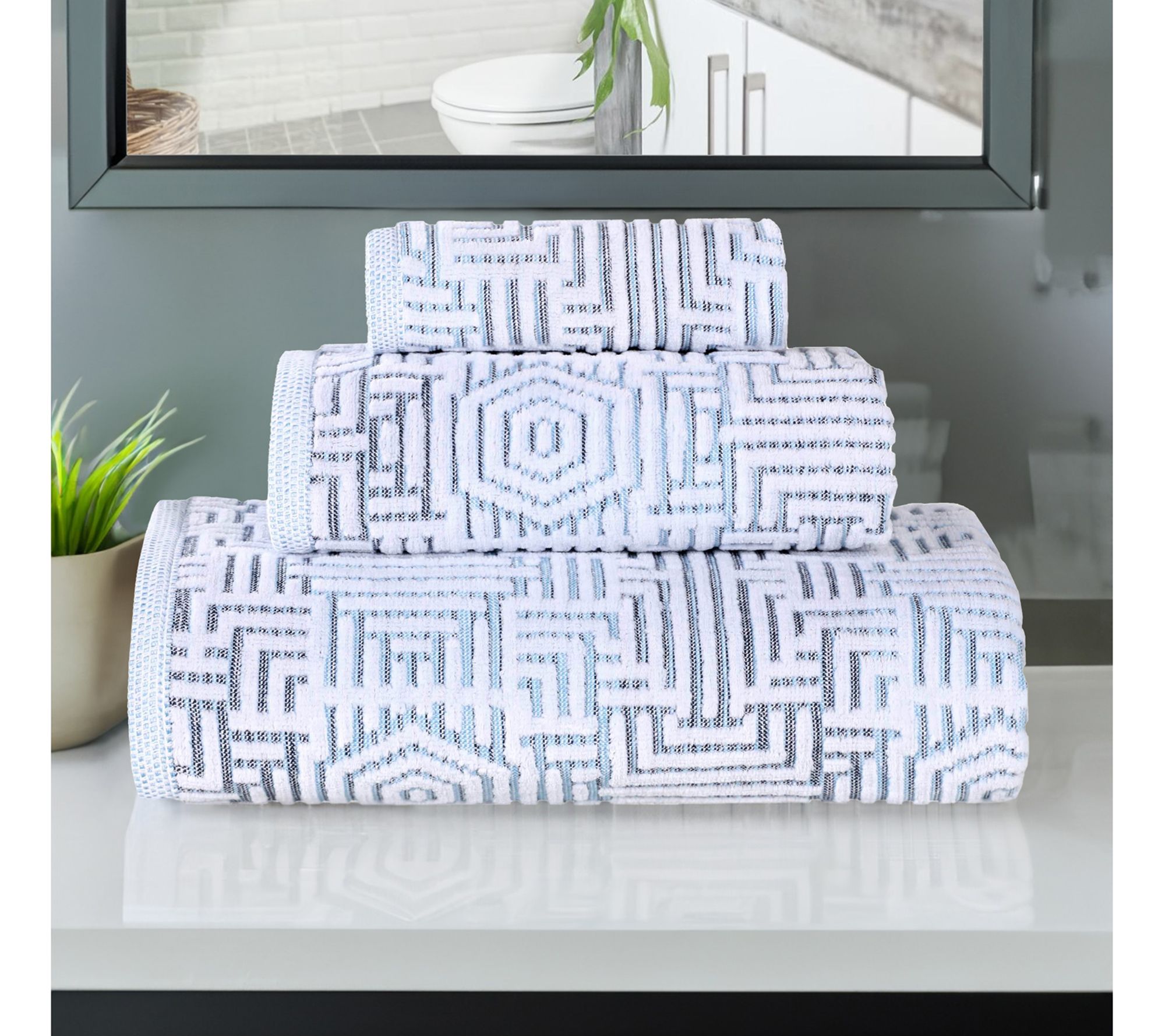 Superior Cotton Jaq Plush Absorbent 3-Piece Towel Set
