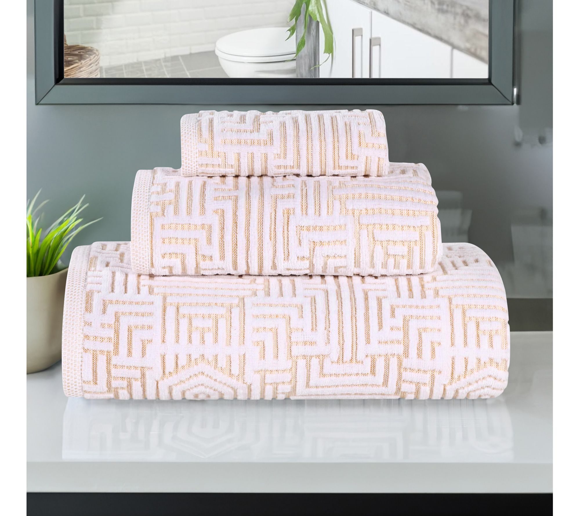Superior Cotton Jaq Plush Absorbent 3-Piece Towel Set
