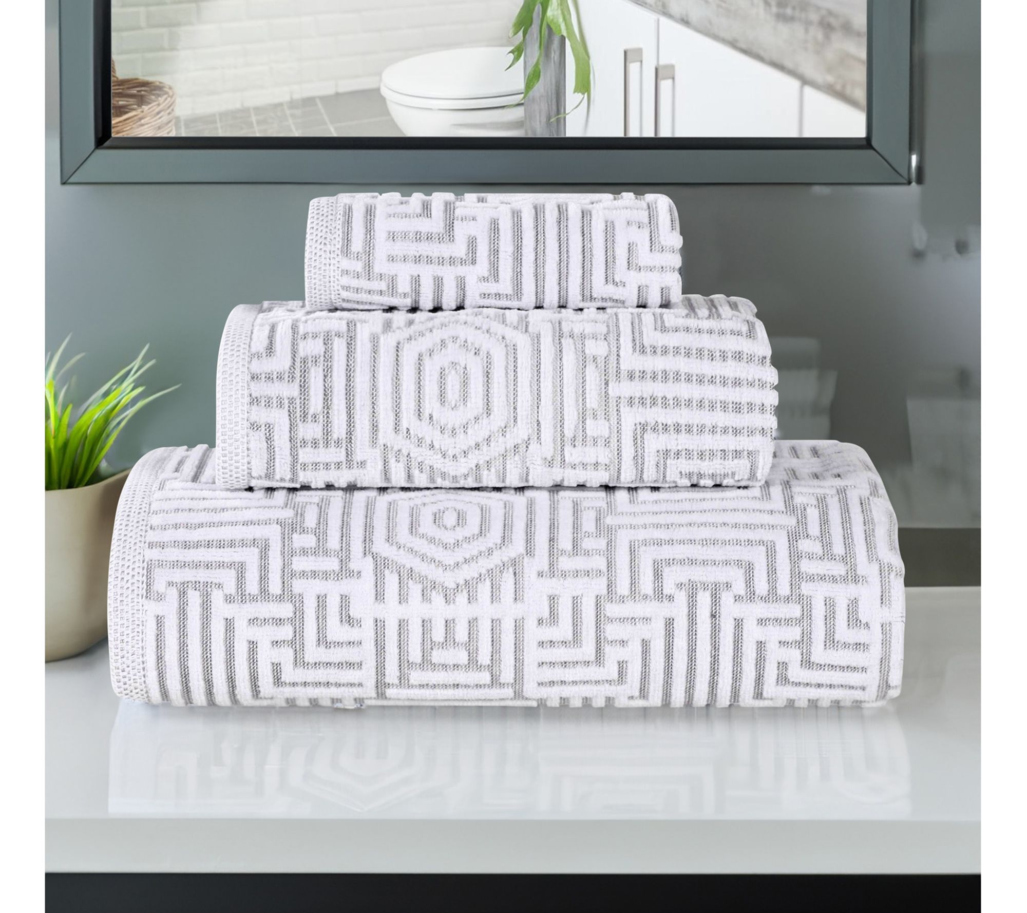 Superior Cotton Jaq Plush Absorbent 3-Piece Towel Set