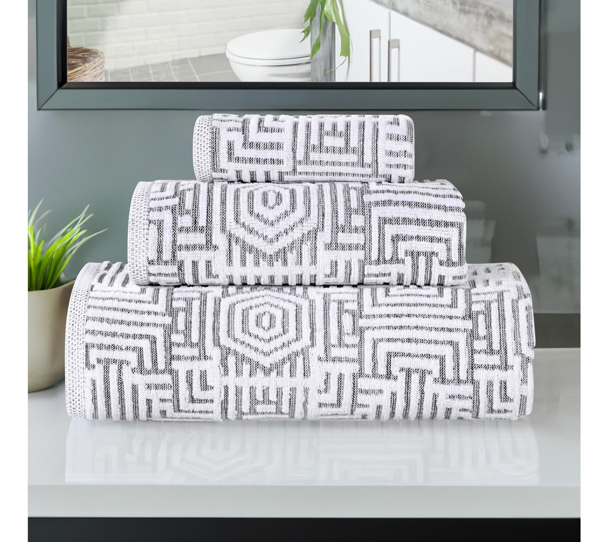 Superior Cotton Jaq Plush Absorbent 3-Piece Towel Set